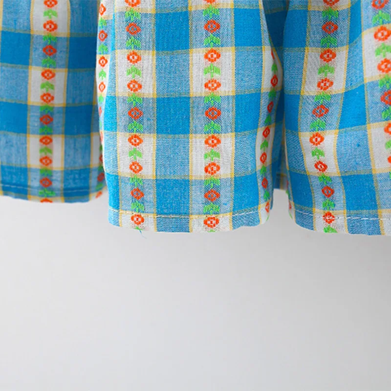 Baby Girl Dress Summer Cotton Plaid Floral Print Girl Dress Cute Sleeveless Children'S Princess Dress