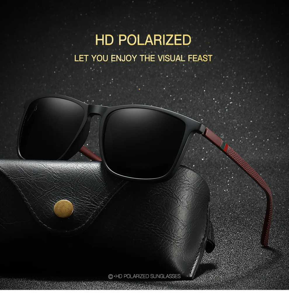 Sports Sunglasses for Men Polarized Comfortable Wear Square Sun Glasses Male Light Weight Eyewear Accessory with Origina UV400