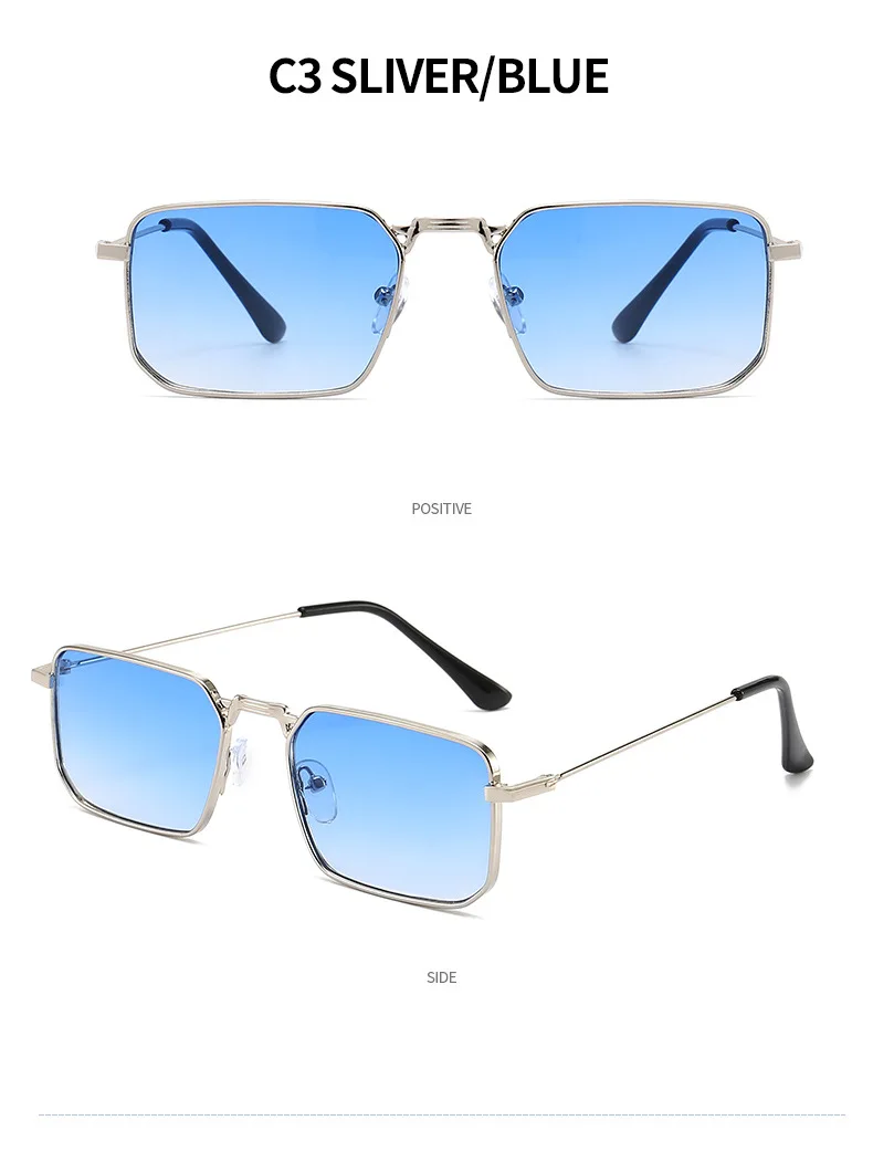 High Quality Rectangle Sunglasses Women Metal Frame Glasses Vintage Brand Square Sun Glasses for Men Shades Female Eyewear