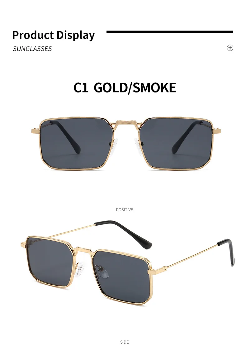 High Quality Rectangle Sunglasses Women Metal Frame Glasses Vintage Brand Square Sun Glasses for Men Shades Female Eyewear