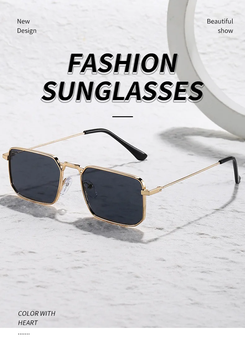 High Quality Rectangle Sunglasses Women Metal Frame Glasses Vintage Brand Square Sun Glasses for Men Shades Female Eyewear