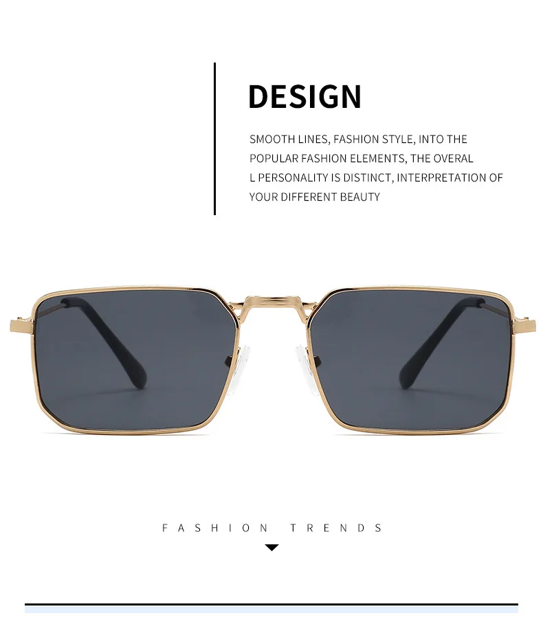 High Quality Rectangle Sunglasses Women Metal Frame Glasses Vintage Brand Square Sun Glasses for Men Shades Female Eyewear