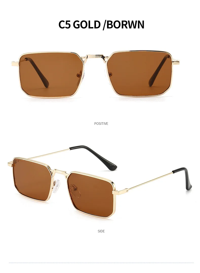High Quality Rectangle Sunglasses Women Metal Frame Glasses Vintage Brand Square Sun Glasses for Men Shades Female Eyewear
