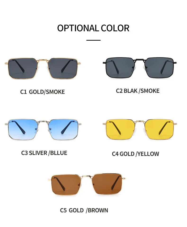 High Quality Rectangle Sunglasses Women Metal Frame Glasses Vintage Brand Square Sun Glasses for Men Shades Female Eyewear