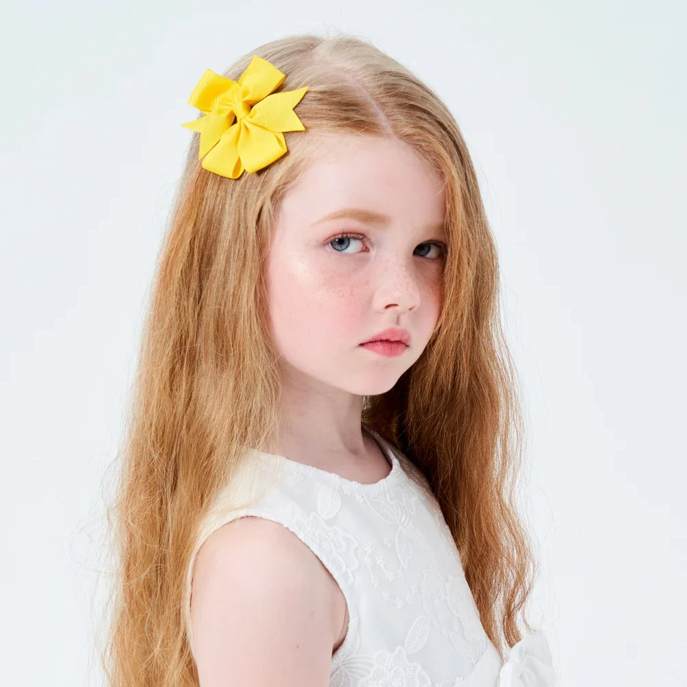 24pcs/lot Solid Colors Hair Bows With Clip For Kids Girls Grosgrain Ribbon Hairgrips Boutique Hairpins Headwear Hair Accessories