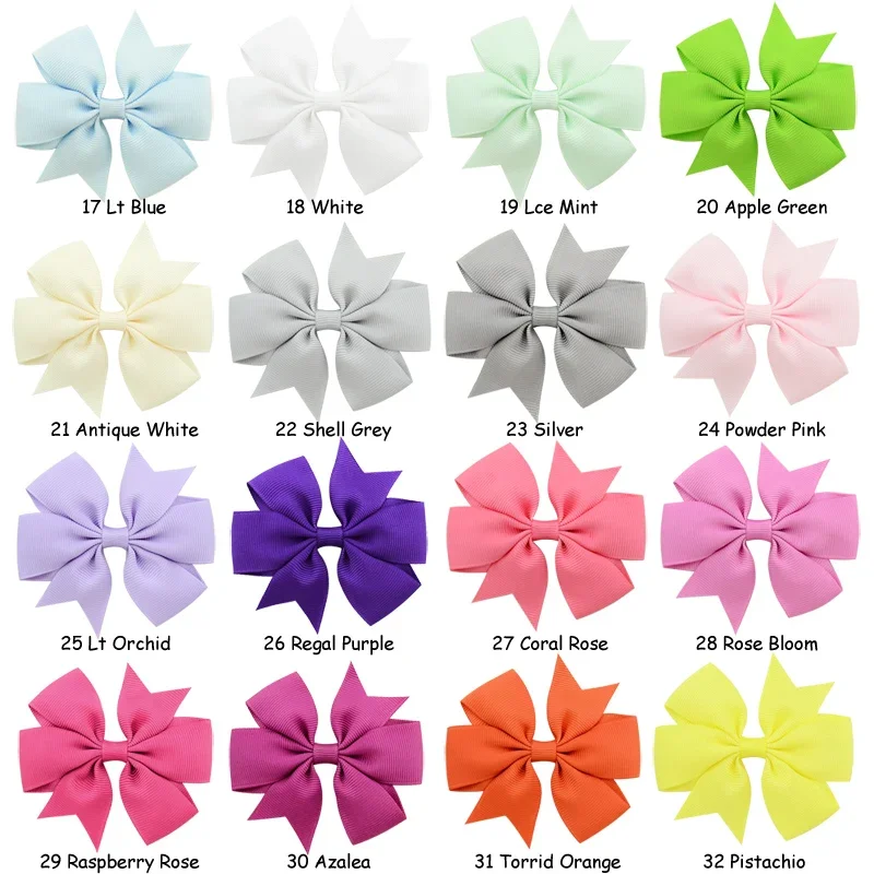 24pcs/lot Solid Colors Hair Bows With Clip For Kids Girls Grosgrain Ribbon Hairgrips Boutique Hairpins Headwear Hair Accessories