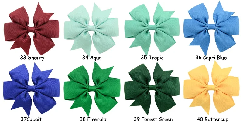 24pcs/lot Solid Colors Hair Bows With Clip For Kids Girls Grosgrain Ribbon Hairgrips Boutique Hairpins Headwear Hair Accessories