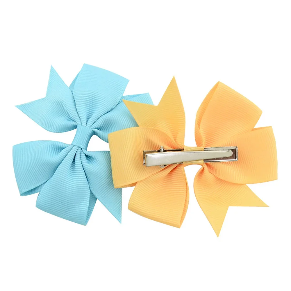 24pcs/lot Solid Colors Hair Bows With Clip For Kids Girls Grosgrain Ribbon Hairgrips Boutique Hairpins Headwear Hair Accessories
