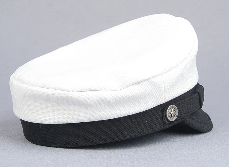 Wholesale Retro 2024 Navy Peaked Sailor Cap Men Women Spring Army Hat Male Canvas Grey Eagle Belt Locomotive Casquette