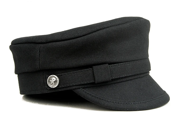 Wholesale Retro 2024 Navy Peaked Sailor Cap Men Women Spring Army Hat Male Canvas Grey Eagle Belt Locomotive Casquette