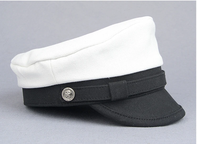 Wholesale Retro 2024 Navy Peaked Sailor Cap Men Women Spring Army Hat Male Canvas Grey Eagle Belt Locomotive Casquette