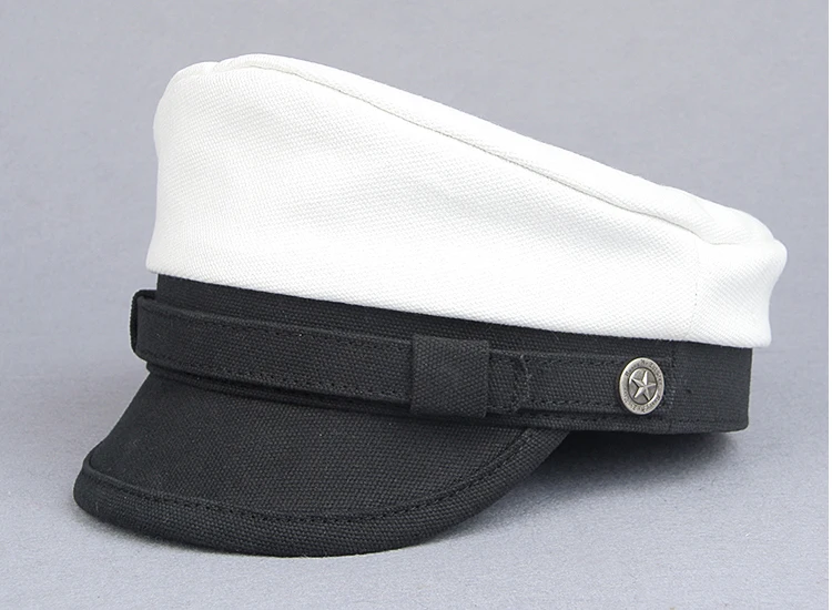 Wholesale Retro 2024 Navy Peaked Sailor Cap Men Women Spring Army Hat Male Canvas Grey Eagle Belt Locomotive Casquette