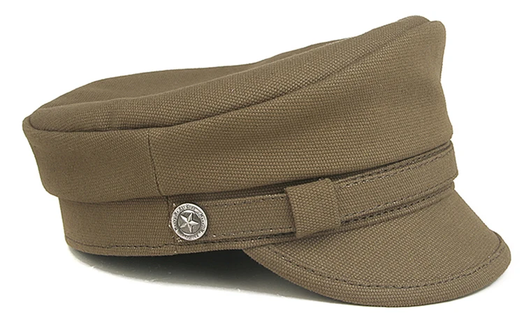 Wholesale Retro 2024 Navy Peaked Sailor Cap Men Women Spring Army Hat Male Canvas Grey Eagle Belt Locomotive Casquette