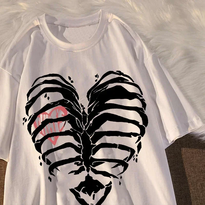Women's T-shirt Harajuku Y2K Top Harajuku Retro Korean Style Black Demon Punk Gothic Anime Print Slim Fit Thin T-Shirt Clothes