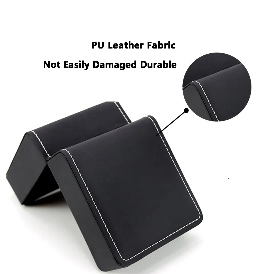 Black Single Watch Gift Box with Pillow PU Leather Wristwatch Display Case Organizer for Men Clamshell PU leather watch case