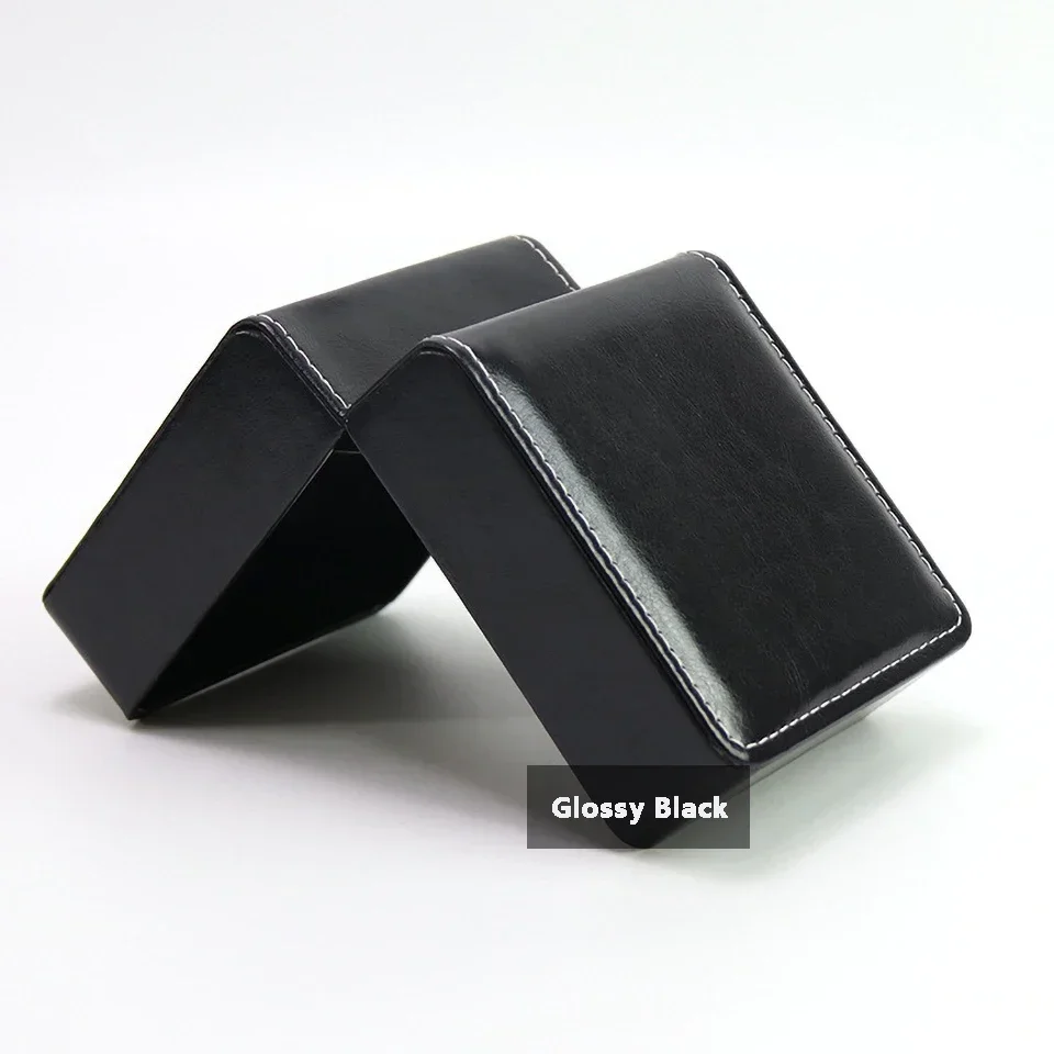 Black Single Watch Gift Box with Pillow PU Leather Wristwatch Display Case Organizer for Men Clamshell PU leather watch case