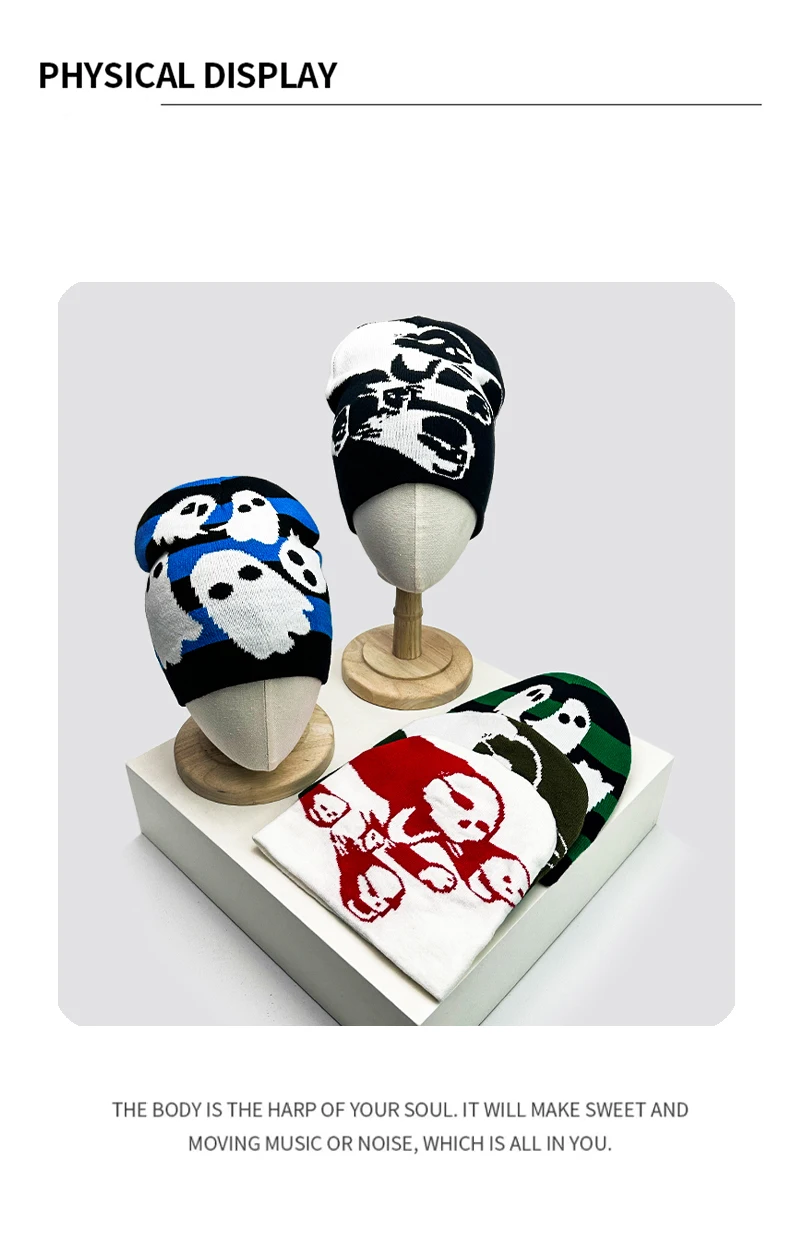 Halloween Elements Funny Wool Knitted Hats Little Devil Warm Autumn and Winter Hip Hop Street Comfortable Versatile Fashion Cute
