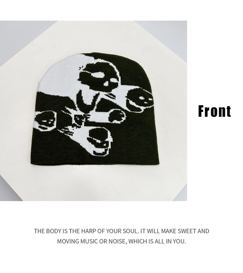 Halloween Elements Funny Wool Knitted Hats Little Devil Warm Autumn and Winter Hip Hop Street Comfortable Versatile Fashion Cute