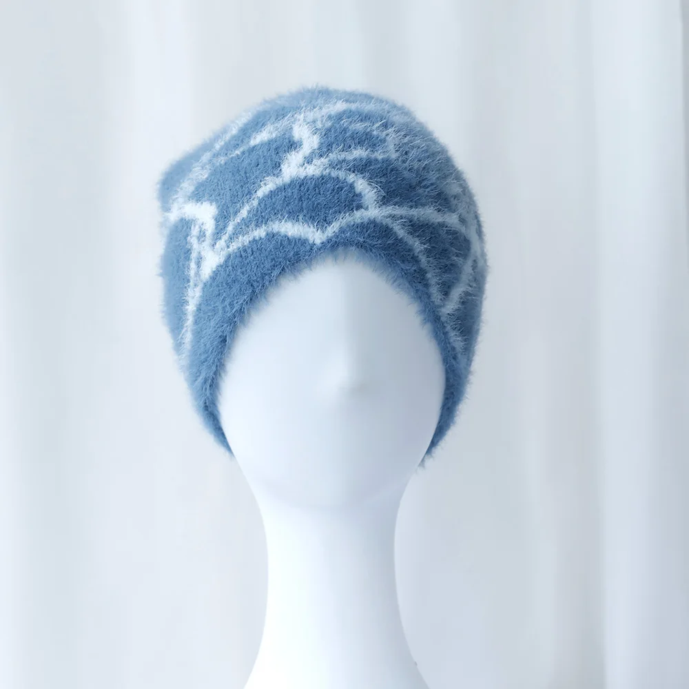 2024 New Goth Spider Web Jacquard Beanie Caps Y2K Knitted Warm Hip Hop Unisex Elastic Knit Hat Skull Cap For Women Men