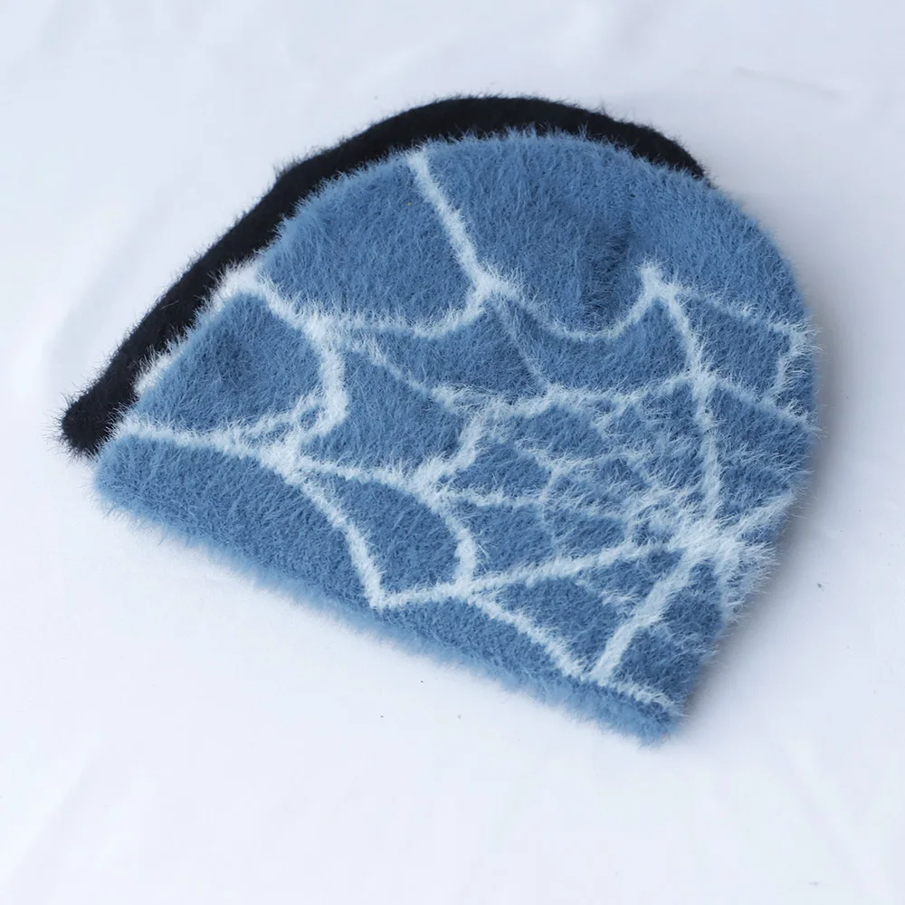 2024 New Goth Spider Web Jacquard Beanie Caps Y2K Knitted Warm Hip Hop Unisex Elastic Knit Hat Skull Cap For Women Men