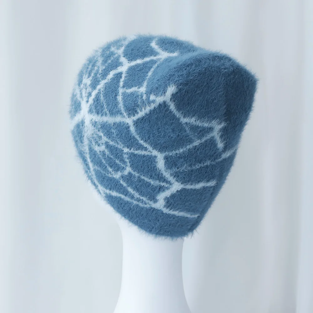 2024 New Goth Spider Web Jacquard Beanie Caps Y2K Knitted Warm Hip Hop Unisex Elastic Knit Hat Skull Cap For Women Men