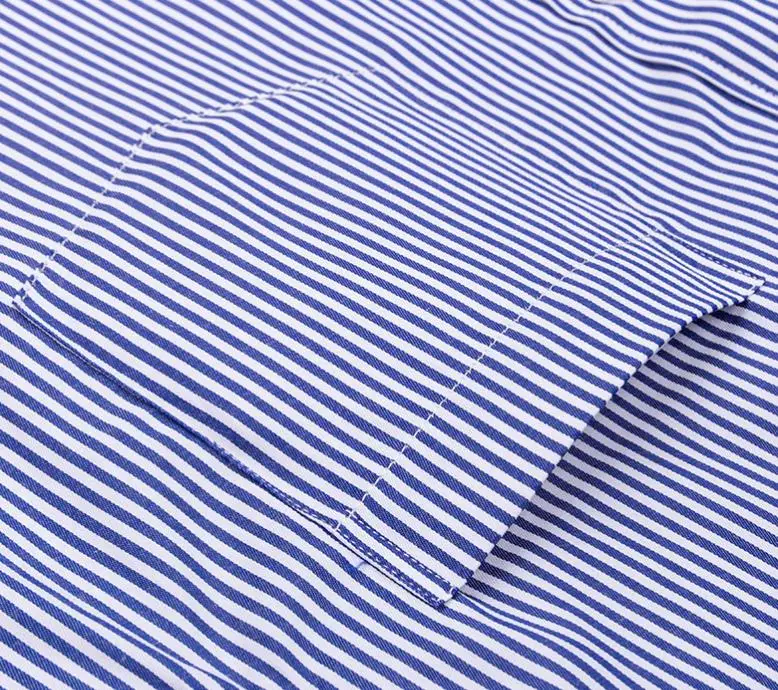 Men Formal Shirt Long Sleeve Office Solid Color Striped Anti-Wrinkle Non-ironing Fashion Business Pocket White Social Shirt 4XL
