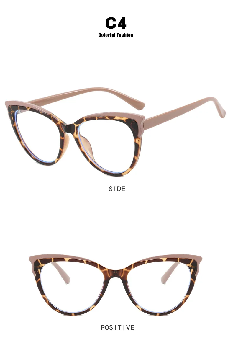 Fashion Variegated Cat-Eye Collision Flat Frame Glasses Anti-Blue Light Ins Style Eyeglasses Frames Trendy Leisure and Versatile