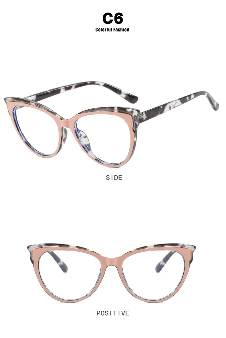 Fashion Variegated Cat-Eye Collision Flat Frame Glasses Anti-Blue Light Ins Style Eyeglasses Frames Trendy Leisure and Versatile