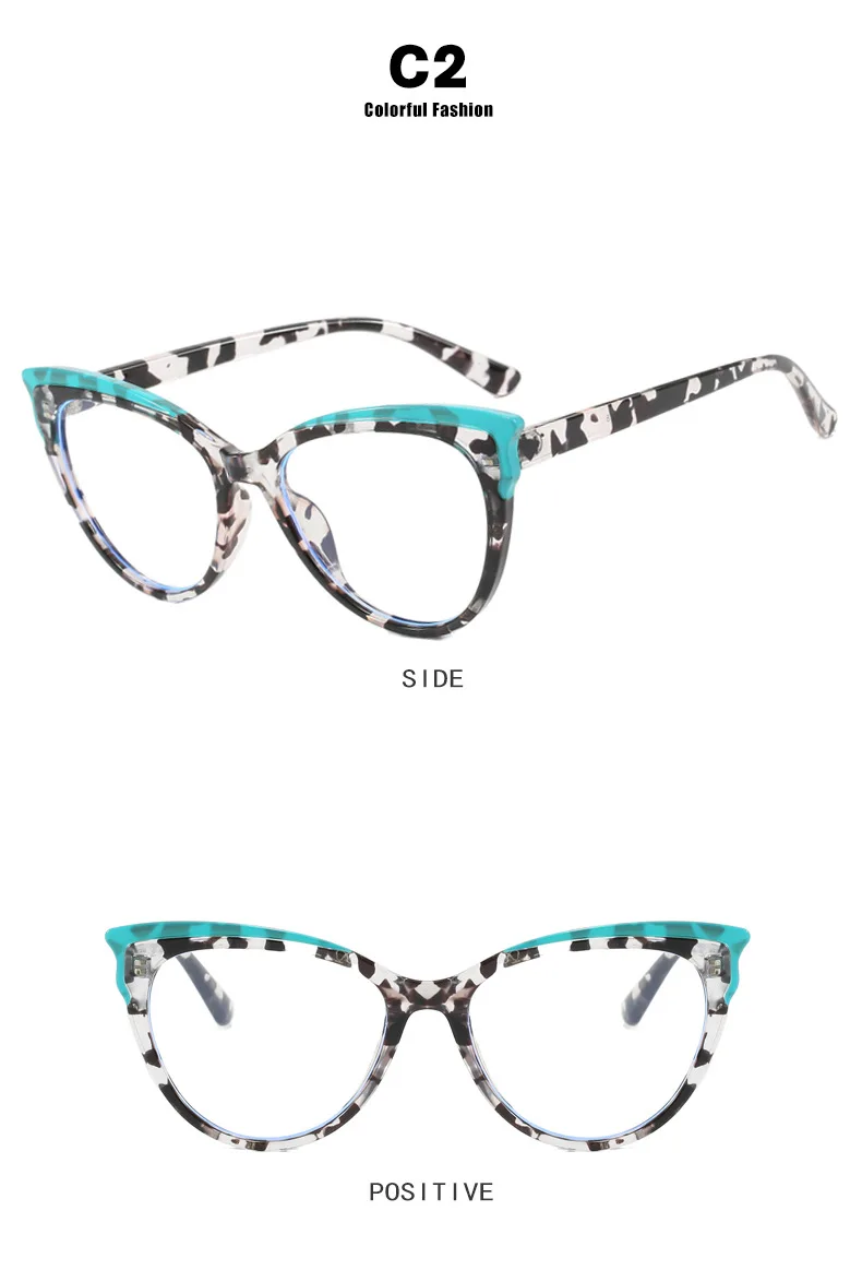 Fashion Variegated Cat-Eye Collision Flat Frame Glasses Anti-Blue Light Ins Style Eyeglasses Frames Trendy Leisure and Versatile