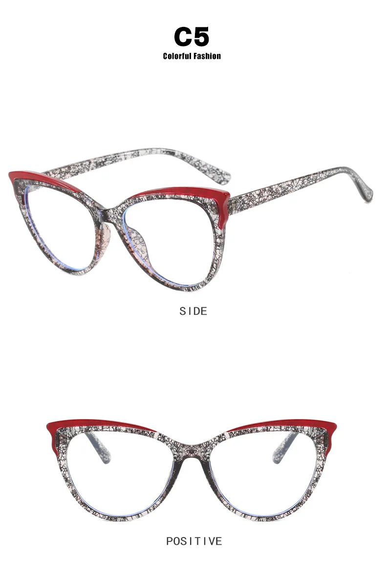 Fashion Variegated Cat-Eye Collision Flat Frame Glasses Anti-Blue Light Ins Style Eyeglasses Frames Trendy Leisure and Versatile