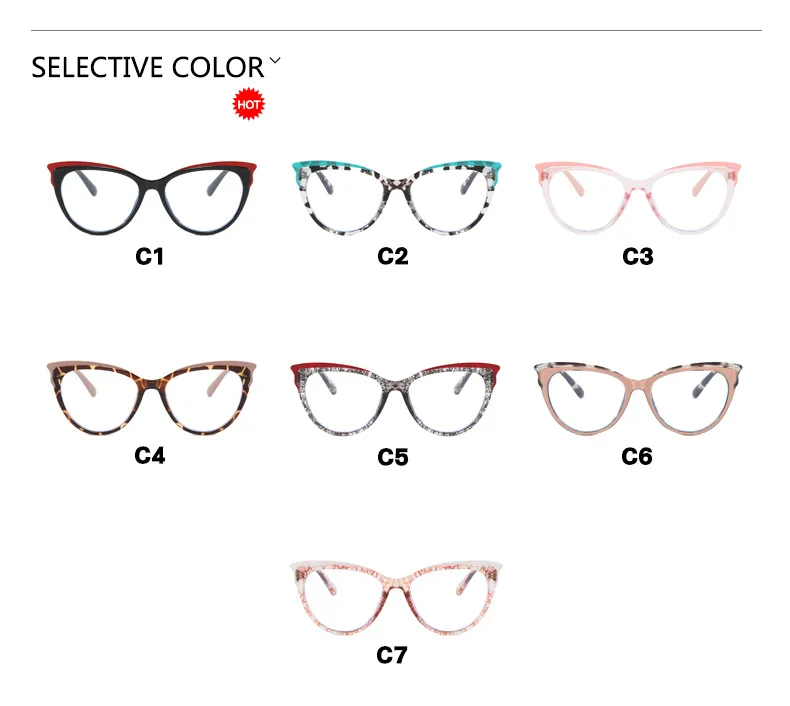 Fashion Variegated Cat-Eye Collision Flat Frame Glasses Anti-Blue Light Ins Style Eyeglasses Frames Trendy Leisure and Versatile