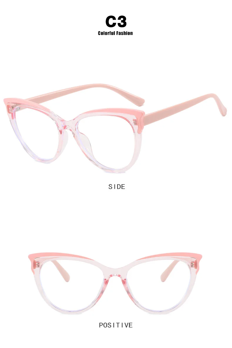 Fashion Variegated Cat-Eye Collision Flat Frame Glasses Anti-Blue Light Ins Style Eyeglasses Frames Trendy Leisure and Versatile