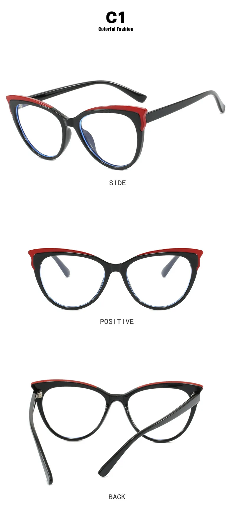 Fashion Variegated Cat-Eye Collision Flat Frame Glasses Anti-Blue Light Ins Style Eyeglasses Frames Trendy Leisure and Versatile