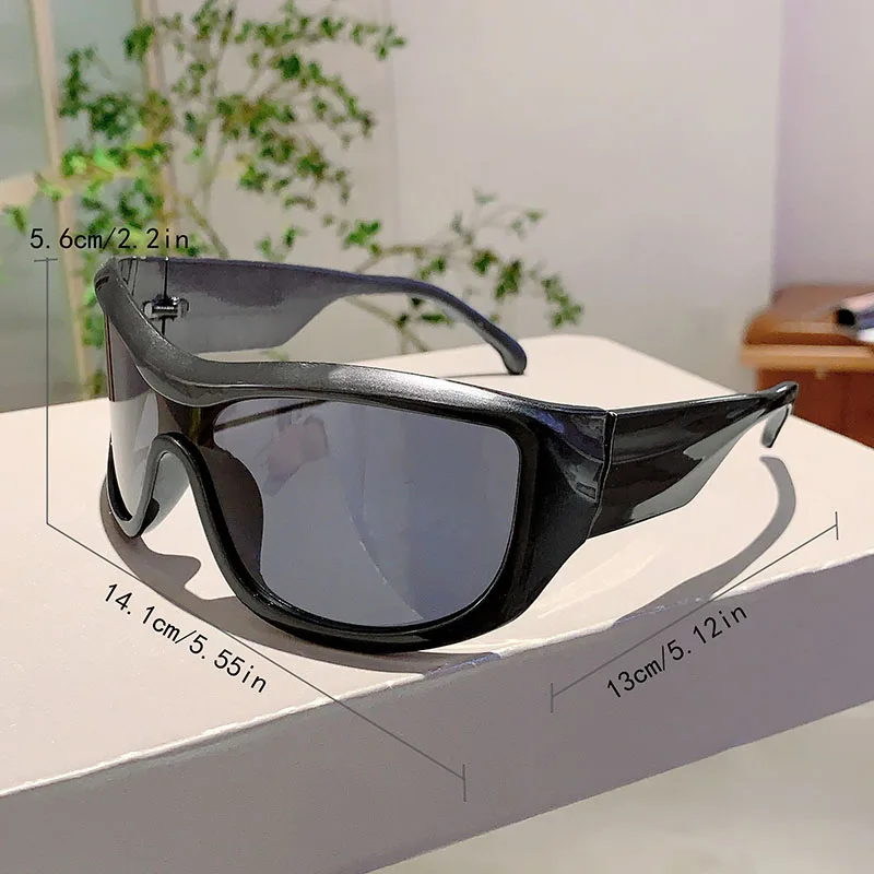 KAMMPT Y2k Oversized Sunglasses Women 2024 New Stylish Monoblock Mirror Outdoor Shades Trendy Fashion Wrapped Round Sun Glasses