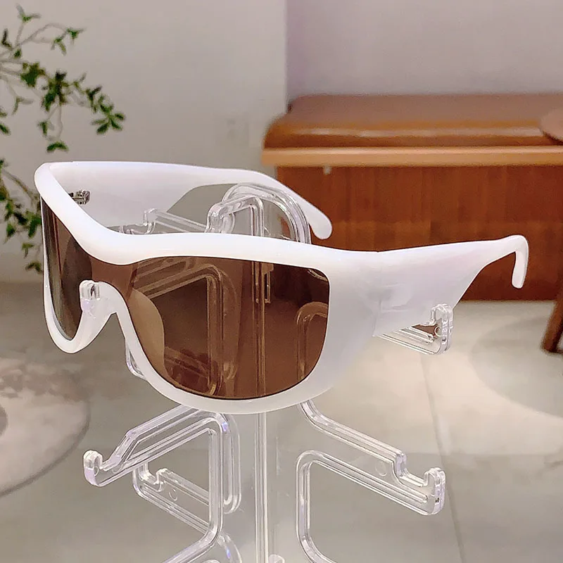 KAMMPT Y2k Oversized Sunglasses Women 2024 New Stylish Monoblock Mirror Outdoor Shades Trendy Fashion Wrapped Round Sun Glasses