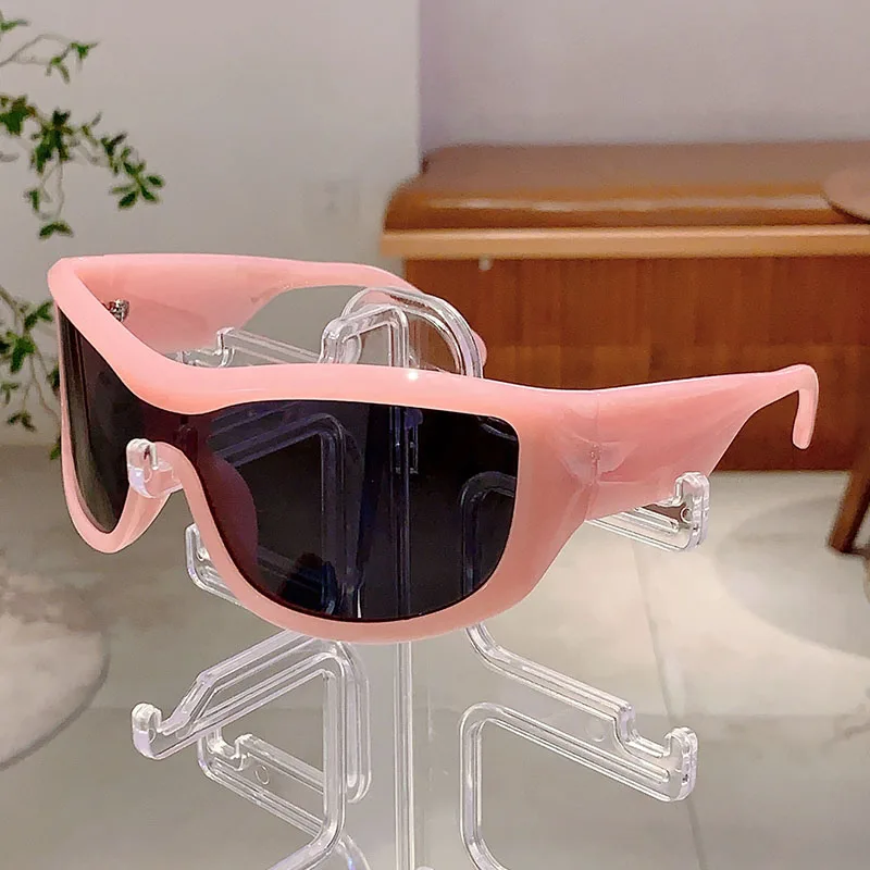 KAMMPT Y2k Oversized Sunglasses Women 2024 New Stylish Monoblock Mirror Outdoor Shades Trendy Fashion Wrapped Round Sun Glasses