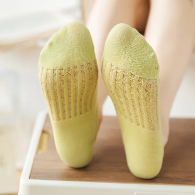 10 Pairs Invisible Mesh Women's Socks Hollow Non-slip Invisible Boat Socks Comfy & Breathable Soft Summer Ultra-thin Solid Sox