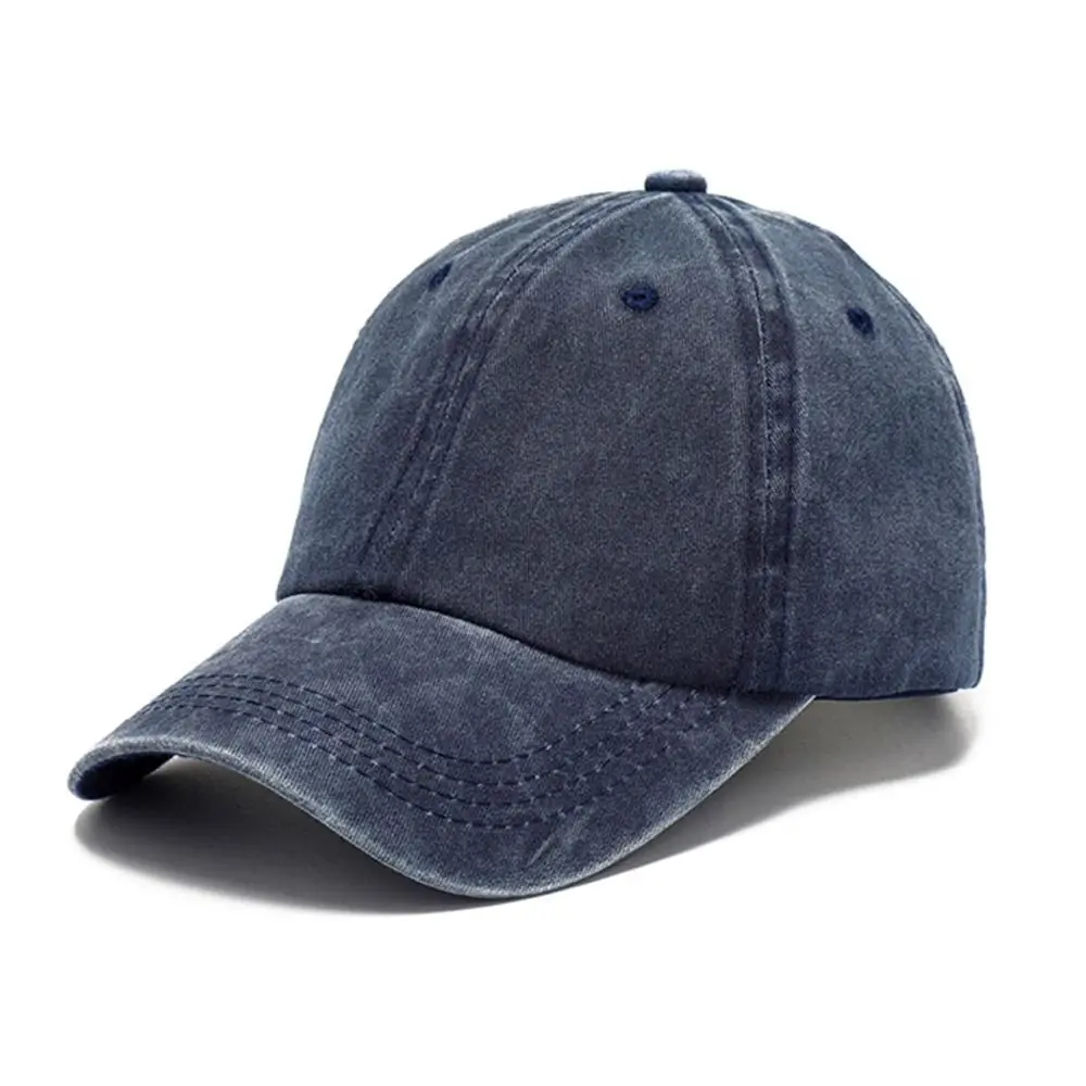 Hip Hop Letter Embroidery Baseball Caps Outdoor Sports Summer Distressed Faded Hats Adjustable Denim Sunscreen Hats Men Women