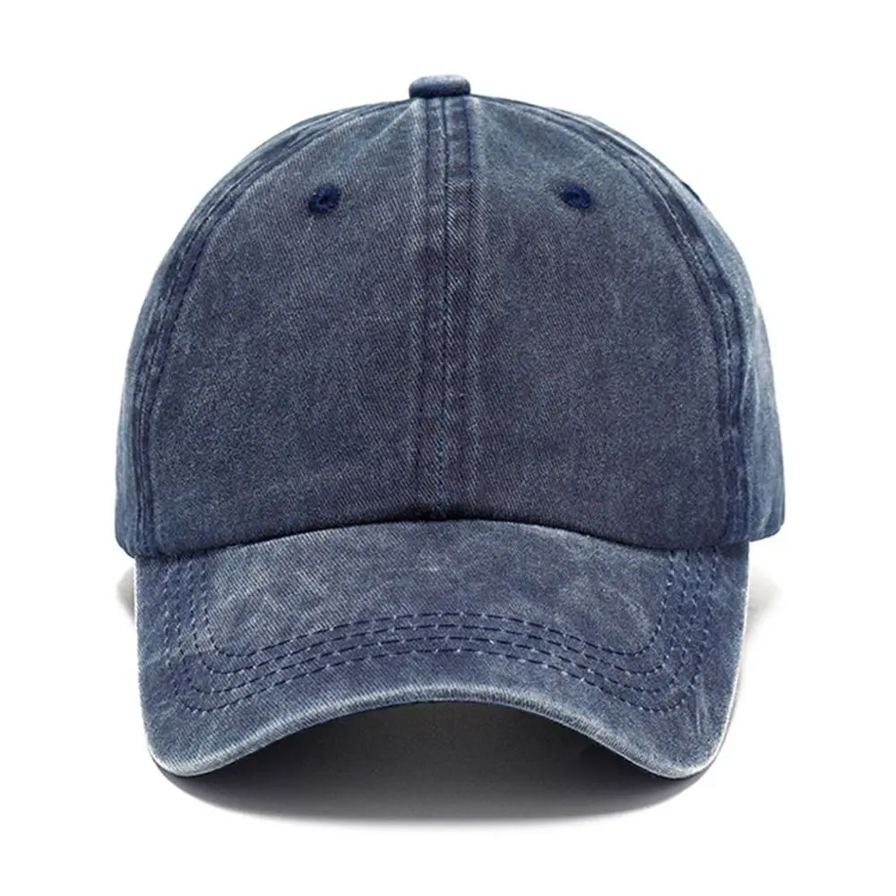 Hip Hop Letter Embroidery Baseball Caps Outdoor Sports Summer Distressed Faded Hats Adjustable Denim Sunscreen Hats Men Women