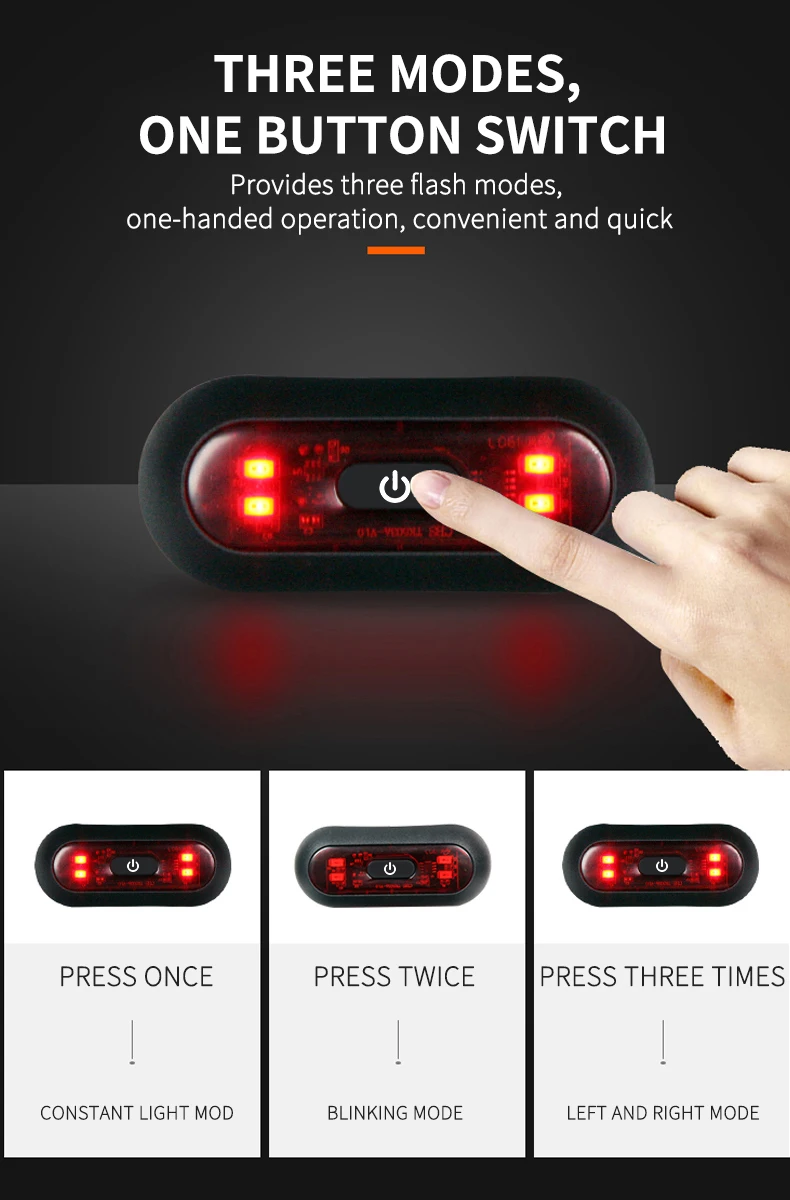 Luces Para Casco Bike Taillight Motorcycle Bicycle Helmet Safety Signal Warning Rear Lamp Waterproof Moto Helmet LED Light