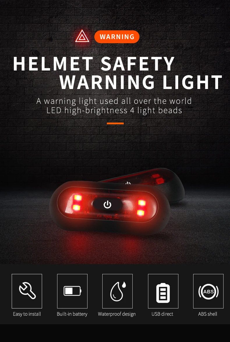 Luces Para Casco Bike Taillight Motorcycle Bicycle Helmet Safety Signal Warning Rear Lamp Waterproof Moto Helmet LED Light