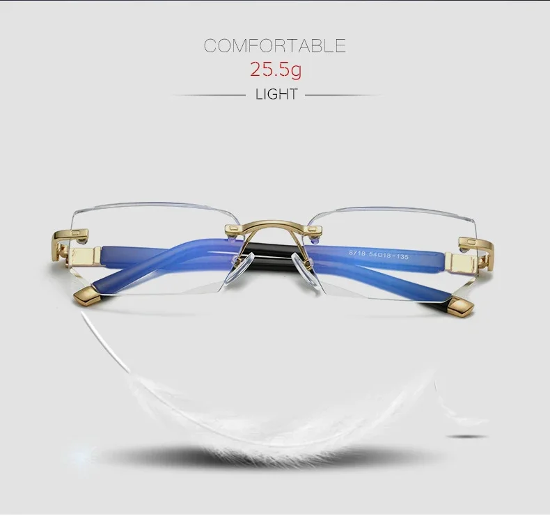 Anti Blue Light Blocking Reading Glasses for Men Women Presbyopia Eyeglasses HD Lens Classic Rimless Eyewear Diopter +1.0 ~ +4.0