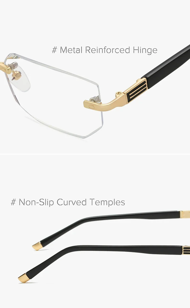 Anti Blue Light Blocking Reading Glasses for Men Women Presbyopia Eyeglasses HD Lens Classic Rimless Eyewear Diopter +1.0 ~ +4.0