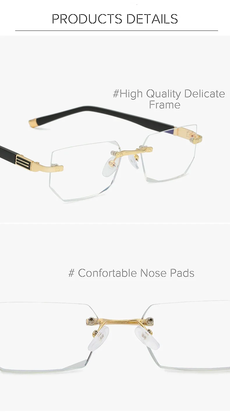 Anti Blue Light Blocking Reading Glasses for Men Women Presbyopia Eyeglasses HD Lens Classic Rimless Eyewear Diopter +1.0 ~ +4.0