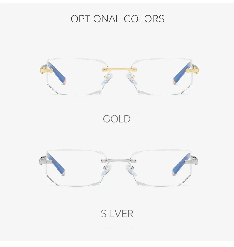 Anti Blue Light Blocking Reading Glasses for Men Women Presbyopia Eyeglasses HD Lens Classic Rimless Eyewear Diopter +1.0 ~ +4.0