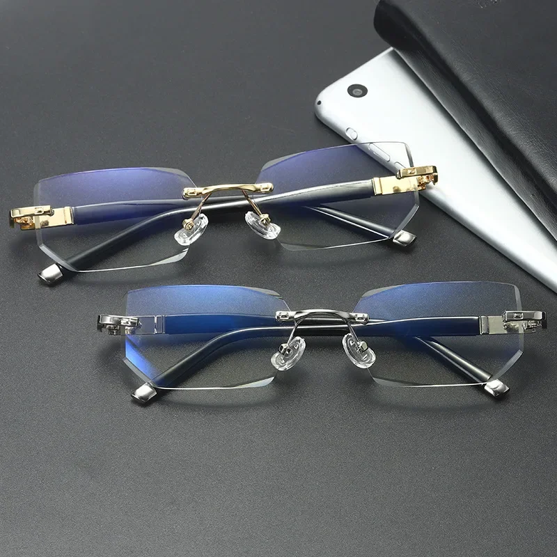 Anti Blue Light Blocking Reading Glasses for Men Women Presbyopia Eyeglasses HD Lens Classic Rimless Eyewear Diopter +1.0 ~ +4.0