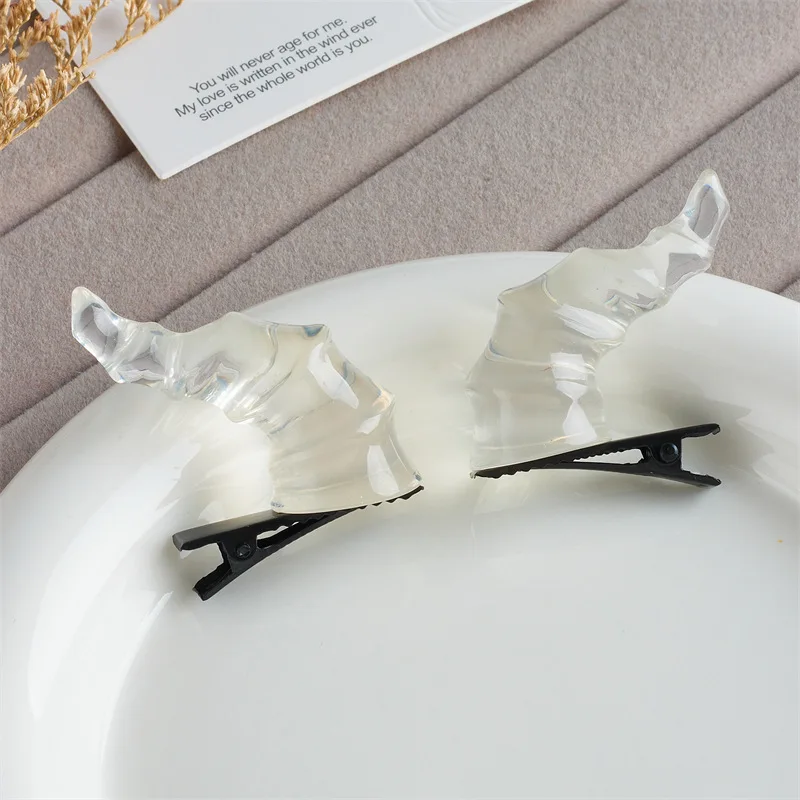 2pcs Halloween Devil Horns Hairpins Anime Cosplay Lolita Demon Headwear Resin Hair Clip Girls Halloween Hair Accessories Gift