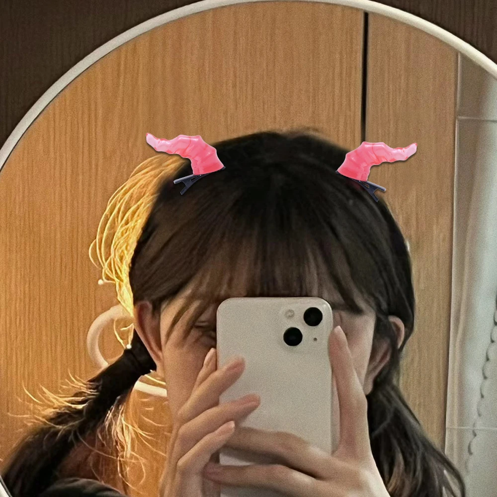 2pcs Halloween Devil Horns Hairpins Anime Cosplay Lolita Demon Headwear Resin Hair Clip Girls Halloween Hair Accessories Gift