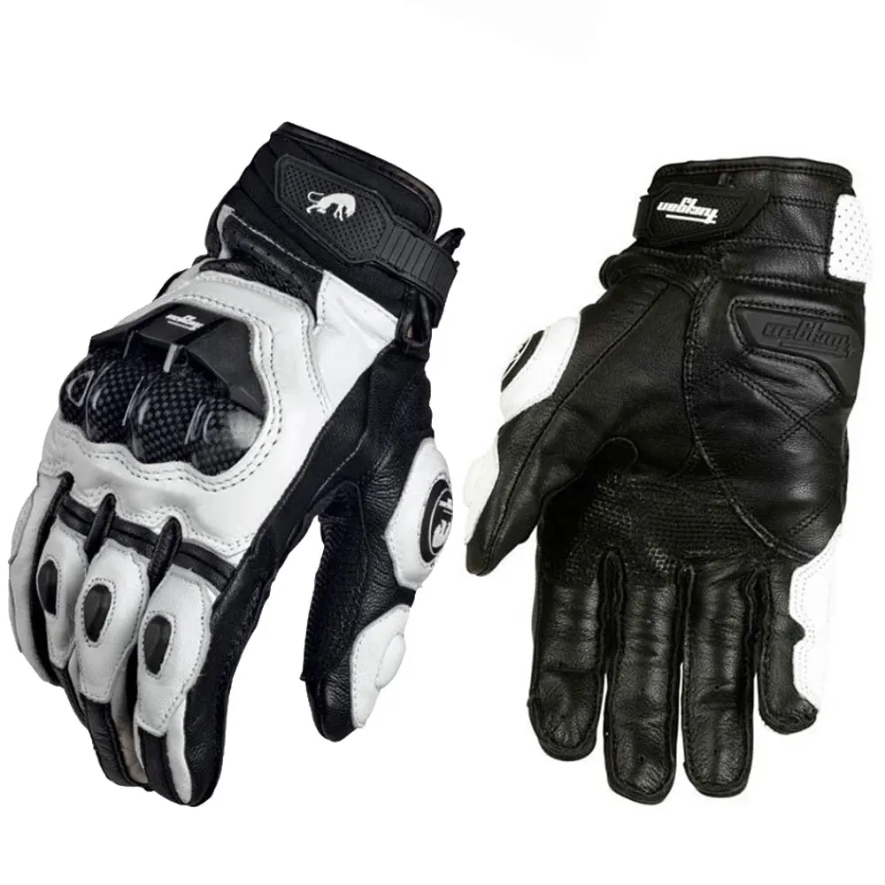 Motorcycle Gloves Black Racing Genuine Leather Motorbike White Road Riding Team Glove Summer Winter Wearable for Furygan AFS 18