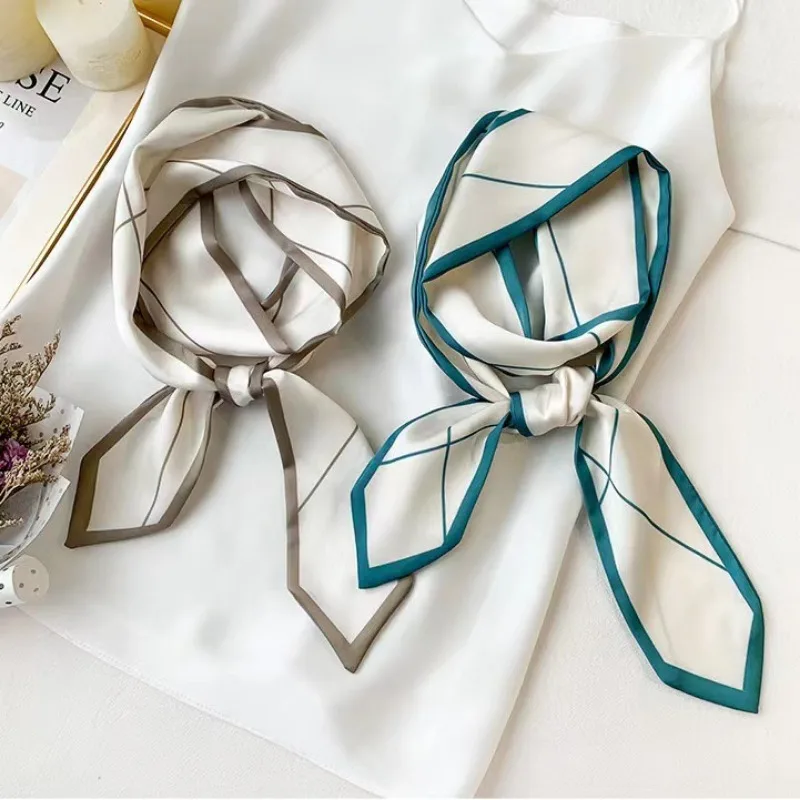 2024 Narrow Silk Scarf Women's Long Ribbon Tie Bag Decorative Ribbon Belt Headband Extra Long Small Scarf Hair Bands for Women